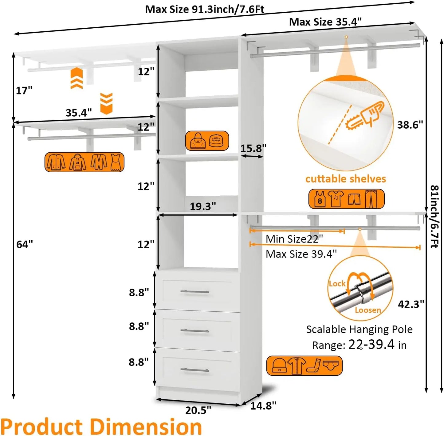 Closet System with Drawers